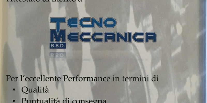 Tecno Meccanica BSD Attestato di Merito